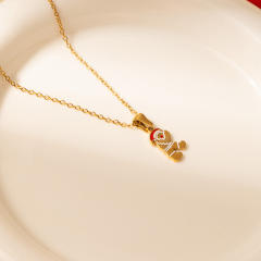 Sweet christmas initial letter pendant stainless steel necklace