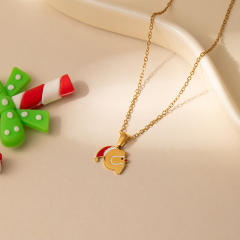Sweet christmas initial letter pendant stainless steel necklace