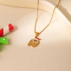 Sweet christmas initial letter pendant stainless steel necklace