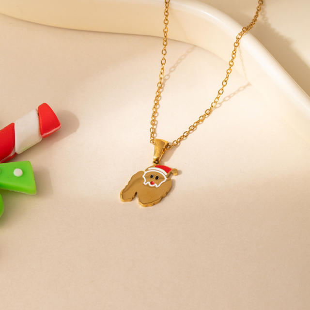 Sweet christmas initial letter pendant stainless steel necklace