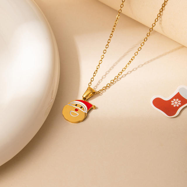 Sweet christmas initial letter pendant stainless steel necklace