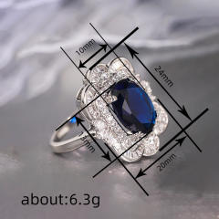 Eelgant rose flower shape cubic zircon statement rings blue diamond rings