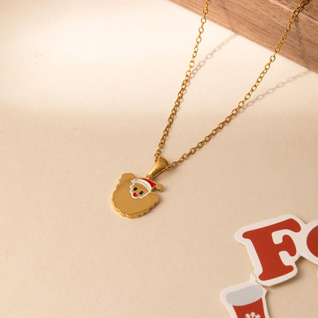 Sweet christmas initial letter pendant stainless steel necklace