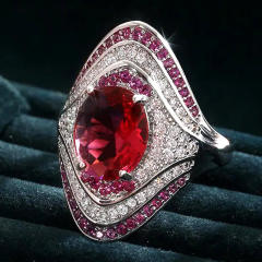 Elegant imitation ruby diamond statement rings