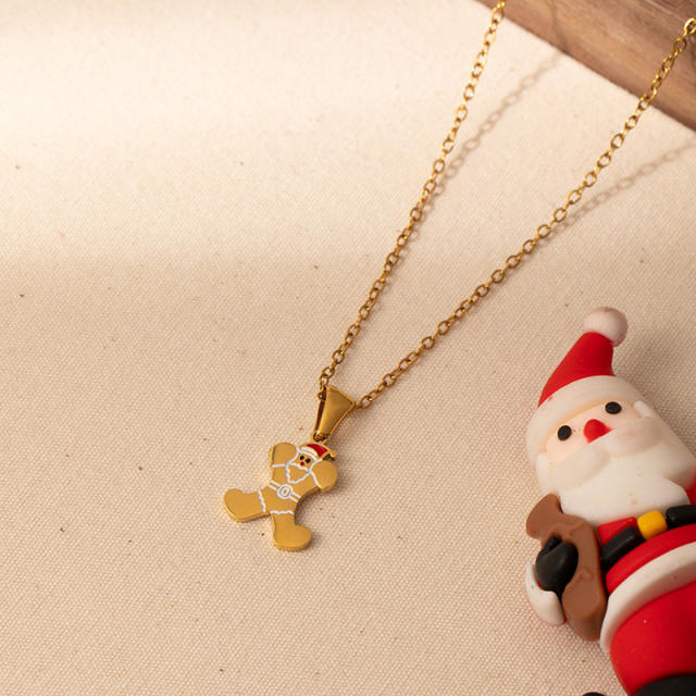 Sweet christmas initial letter pendant stainless steel necklace