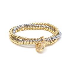 18KG mix color gold copper bead three layer bracelet