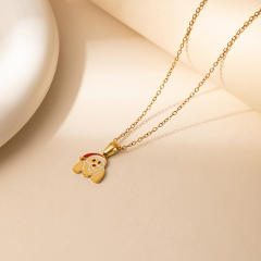 Sweet christmas initial letter pendant stainless steel necklace