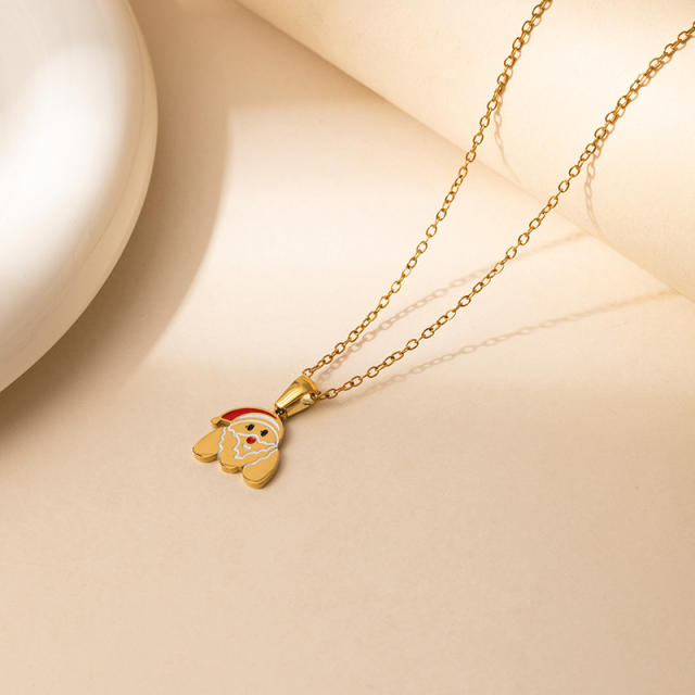 Sweet christmas initial letter pendant stainless steel necklace