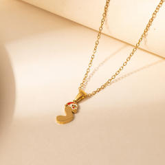 Sweet christmas initial letter pendant stainless steel necklace