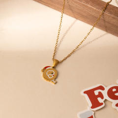 Sweet christmas initial letter pendant stainless steel necklace