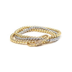 18KG mix color gold copper bead three layer bracelet