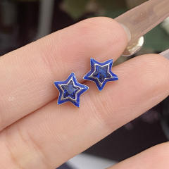 Sweet candy color enamel star shape cubic zircon copper necklace earrings suit