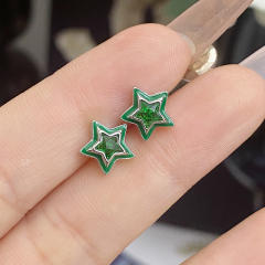 Sweet candy color enamel star shape cubic zircon copper necklace earrings suit