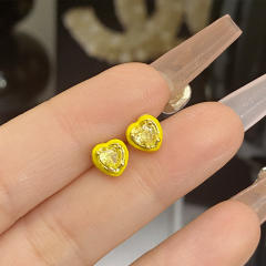 Sweet heart color enamel cubic zircon pendant copper necklace earrings suit