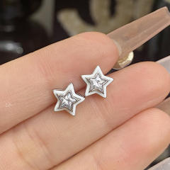 Sweet candy color enamel star shape cubic zircon copper necklace earrings suit