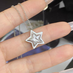 Sweet candy color enamel star shape cubic zircon copper necklace earrings suit