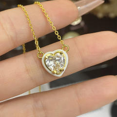 Sweet heart color enamel cubic zircon pendant copper necklace earrings suit