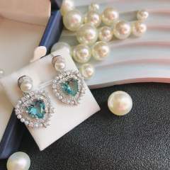 Light Blue Love Bead Set Plated 18K classic heart necklace suit