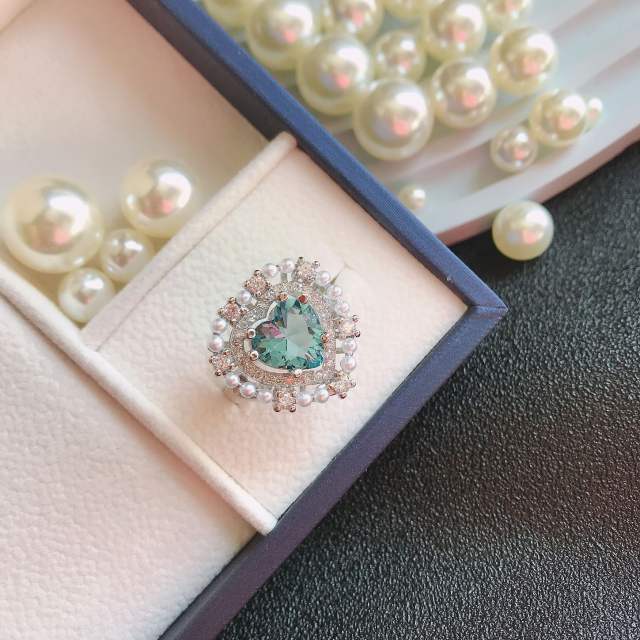 Light Blue Love Bead Set Plated 18K classic heart necklace suit