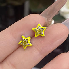 Sweet candy color enamel star shape cubic zircon copper necklace earrings suit