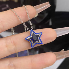 Sweet candy color enamel star shape cubic zircon copper necklace earrings suit