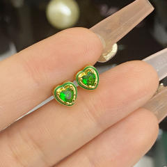Sweet heart color enamel cubic zircon pendant copper necklace earrings suit