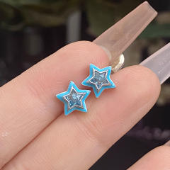 Sweet candy color enamel star shape cubic zircon copper necklace earrings suit