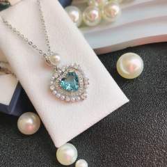 Light Blue Love Bead Set Plated 18K classic heart necklace suit