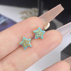 Sweet candy color enamel star shape cubic zircon copper necklace earrings suit