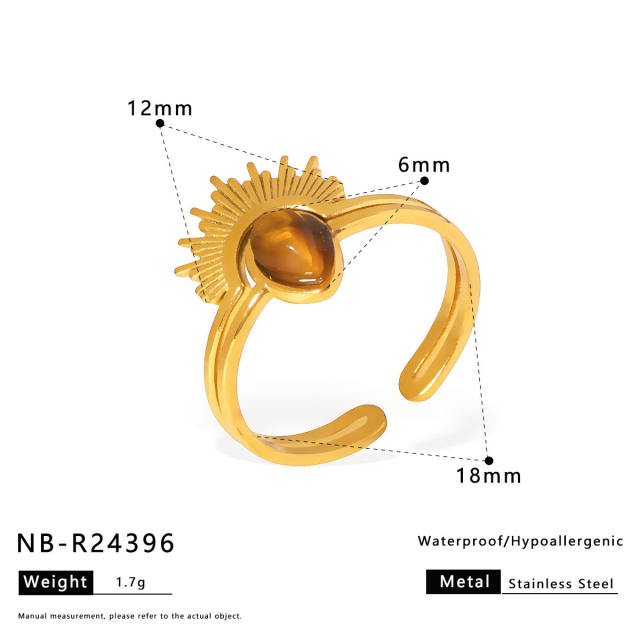 Best-Selling Stainless Steel rings autumn winter tiger eye stone inlaid rings