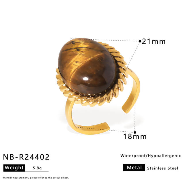 Best-Selling Stainless Steel rings autumn winter tiger eye stone inlaid rings