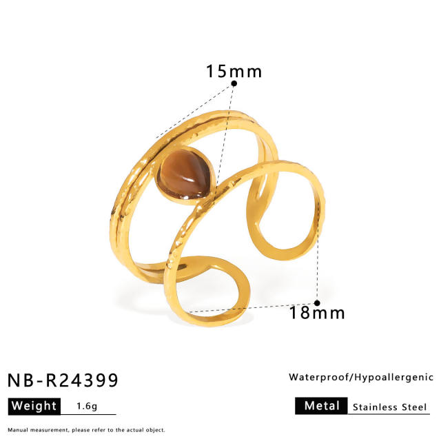 Best-Selling Stainless Steel rings autumn winter tiger eye stone inlaid rings
