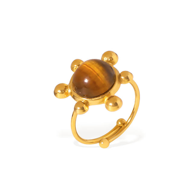Best-Selling Stainless Steel rings autumn winter tiger eye stone inlaid rings