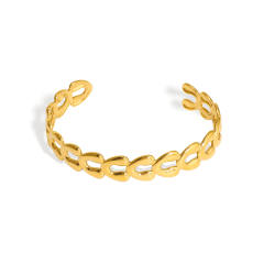 Personalized Braided Diamond Flower Wavy Line Ball Pendant Stainless Steel bangle bracelet