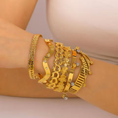 Personalized Braided Diamond Flower Wavy Line Ball Pendant Stainless Steel bangle bracelet