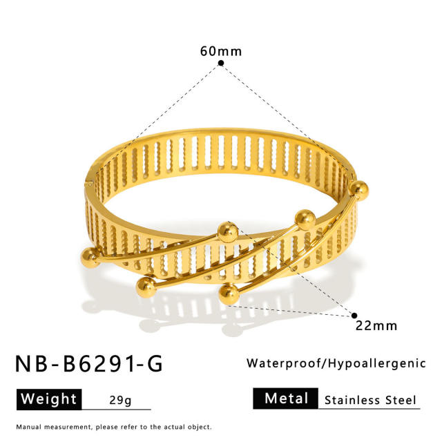 Personalized Braided Diamond Flower Wavy Line Ball Pendant Stainless Steel bangle bracelet