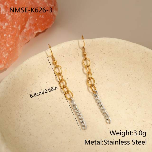 Personality two tone classic stainless steel chain necklace earrings bracelet suit