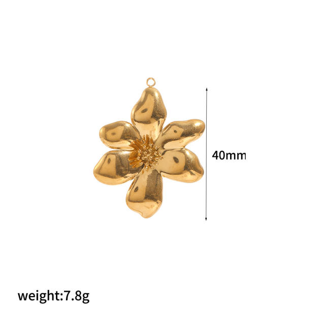 18k gold flower stainless steel earrings necklace jewelry suit