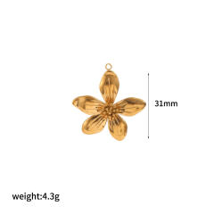 18k gold flower stainless steel earrings necklace jewelry suit