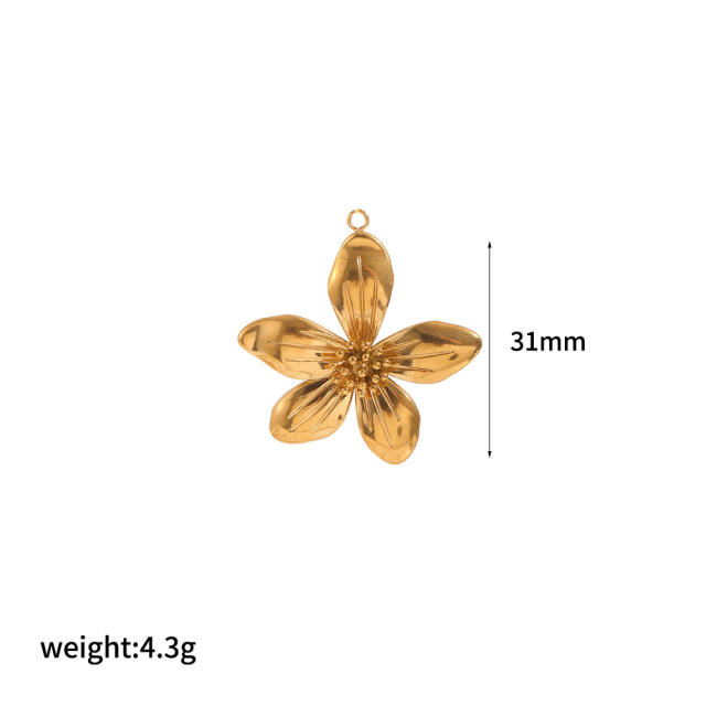 18k gold flower stainless steel earrings necklace jewelry suit