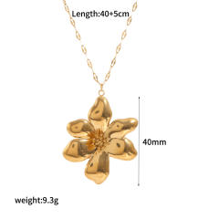 18k gold flower stainless steel earrings necklace jewelry suit