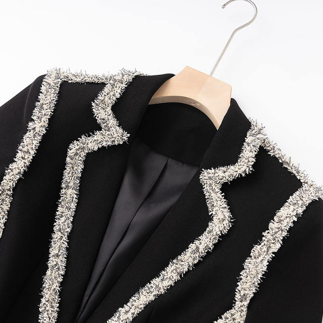 Autumn and winter suit velvet suit jacket with tweed skirt