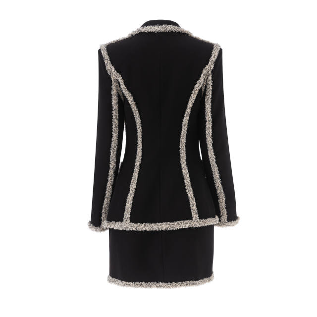 Autumn and winter suit velvet suit jacket with tweed skirt