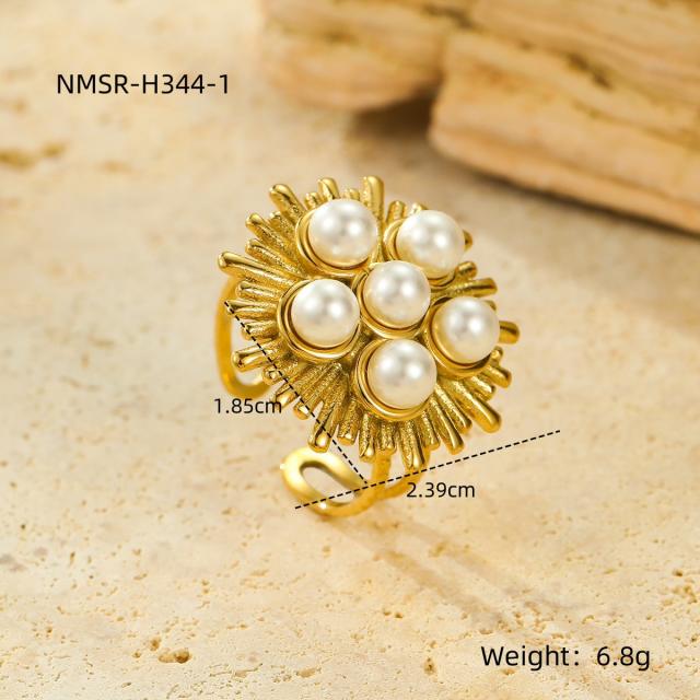 Stainless Steel Ring Exaggerated Asymmetrical Geometric Plated 18K Gold Rings