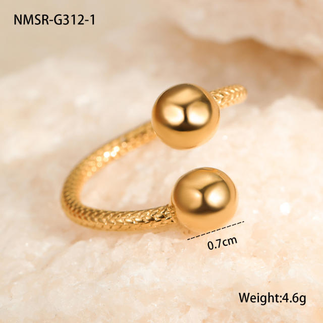 Metal Geometric Ball Titanium Steel Rings 18K stainless steel rings