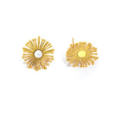 18KG french trend firework shape pearl stainless steel earrings