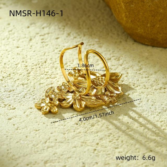Stainless Steel Ring Exaggerated Asymmetrical Geometric Plated 18K Gold Rings