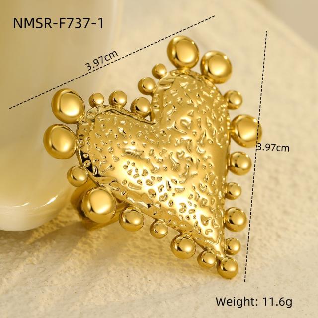 Stainless Steel Ring Exaggerated Asymmetrical Geometric Plated 18K Gold Rings