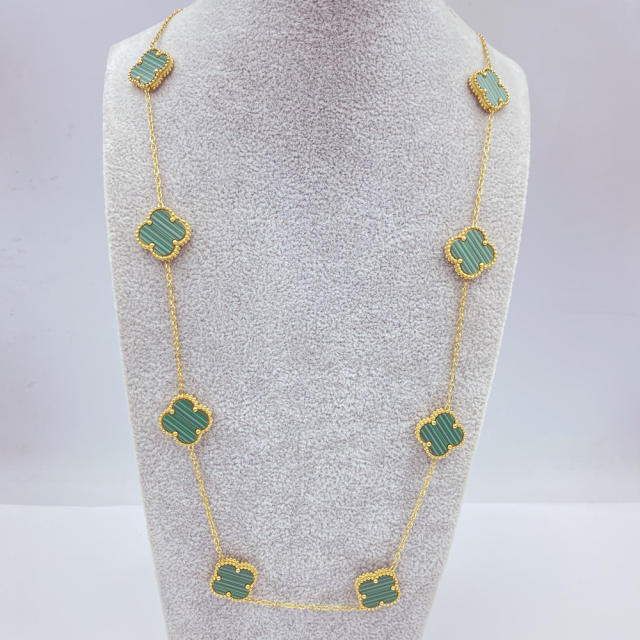 15mm Titanium Steel 10 Four-Leaf Flower clover Necklace
