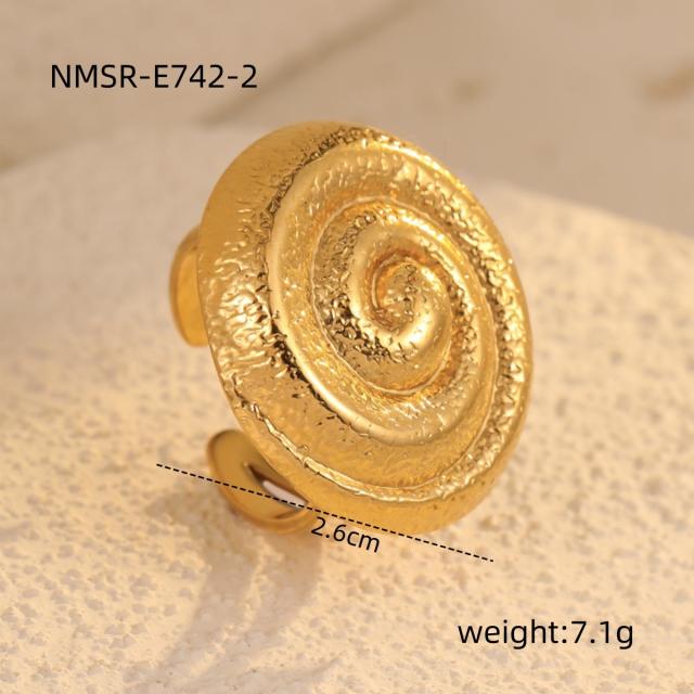 Stainless Steel Ring Exaggerated Asymmetrical Geometric Plated 18K Gold Rings